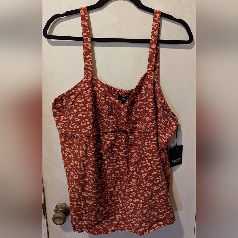 Simply Vera, Vera Wang rust & cream tank, size XXL